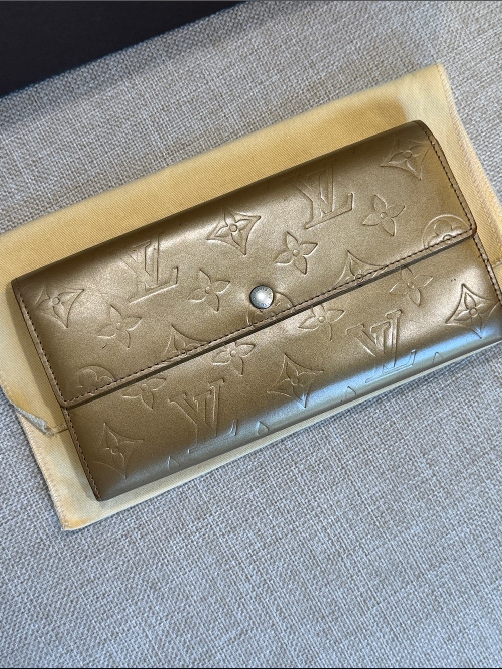 LOUIS VUITTON MONOGRAM MATTE Vernis BRONZE LONG WALLET Rare Finish w Box & Dusty - Picture 2 of 12